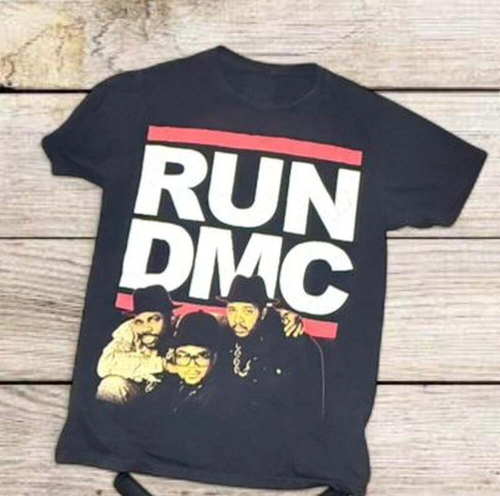 Run DMC Group Band Portrait Graphic Black T-Shirt